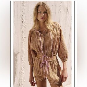 NWOT Free-Est by Free People Clara Plaid Top